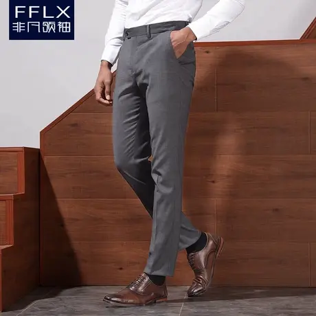2025新款灰色修身直筒裤西装裤男西裤微弹商务正装百搭简约工装裤图片