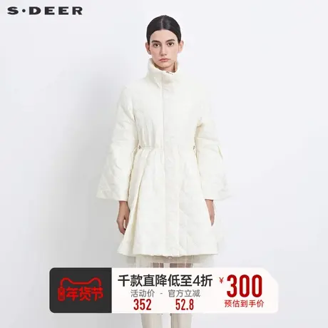 sdeer圣迪奥女装立领喇叭袖收腰肌理网纱棉服S234Z2301图片