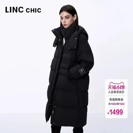 LINC金羽杰女士羽绒服冬季2024新款学院感长款面包羽绒服女8312Y商品大图