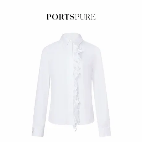 宝姿PORTSPURE女装2025夏季新品淡人清新手工编织门襟设计感衬衫商品大图