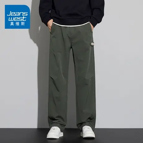 KZ真维斯男士春秋季潮流百搭宽松直筒休闲裤子男美式复古工装长裤商品大图