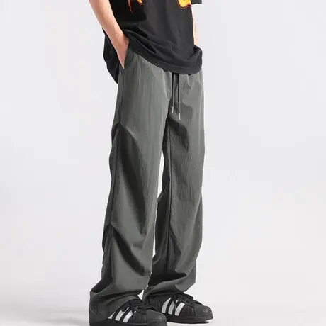 美式户外休闲裤男女士薄款冰丝速干伞兵裤宽松潮牌阔腿登山运动裤图片