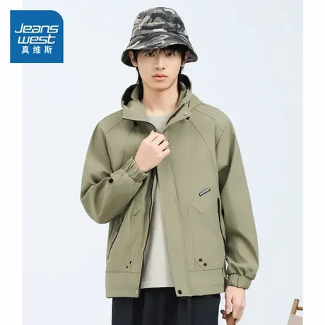 N8真维斯男装2025春季新款 时尚百搭潮流工装户外休闲连帽夹克男商品大图