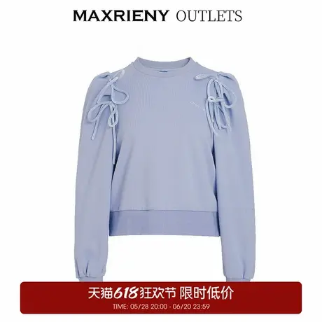 【奥莱】MAXRIENY×WRONG联名 蝴蝶结系带运动上衣泡泡袖套头卫衣图片