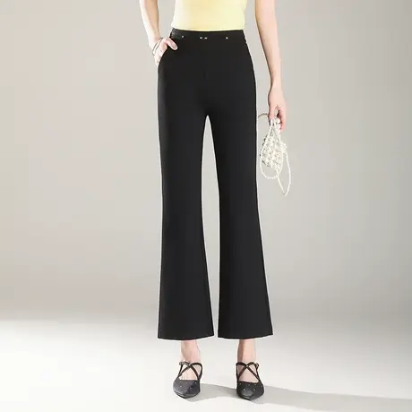 高级感微喇叭裤女显瘦小个子2025夏季新款高腰黑色九分西装休闲裤商品大图