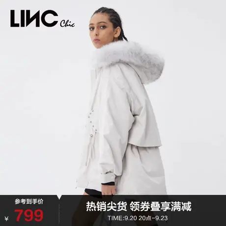 LINCCHIC金羽杰羽绒服女毛领派克服短款羽绒服女冬季Y21602268图片