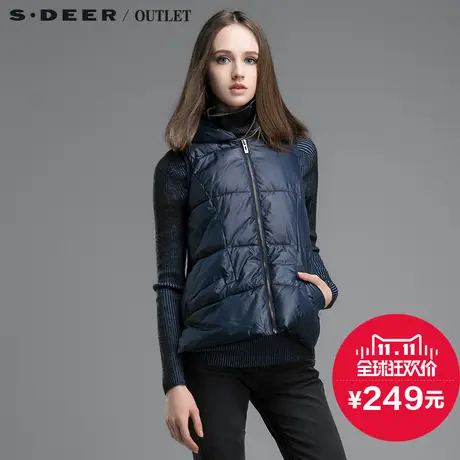 s.deer【新品】圣迪奥专柜正品冬毛线钩织拼接棉背心S14481644图片