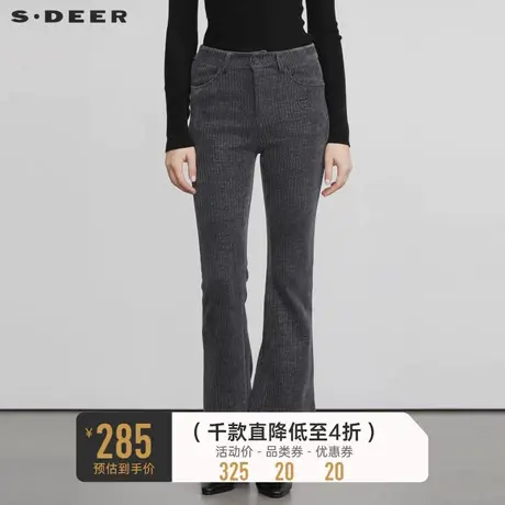 sdeer圣迪奥2022年冬装新款女装复古插袋灯芯绒喇叭裤S224Z0807图片