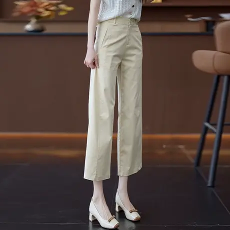 垂顺轻薄天丝棉休闲直筒裤女2025夏季新款职业西装裤阔腿九分裤子商品大图