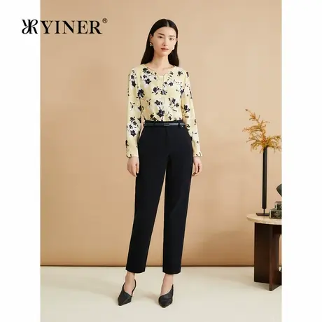 【美丽诺羊毛】YINER音儿秋季法式优雅职场锥形长裤小脚休闲裤商品大图
