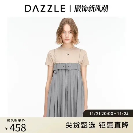 DAZZLE地素奥莱 学院风精纺羊毛吊带百褶连衣裙2D2O2011E商品大图