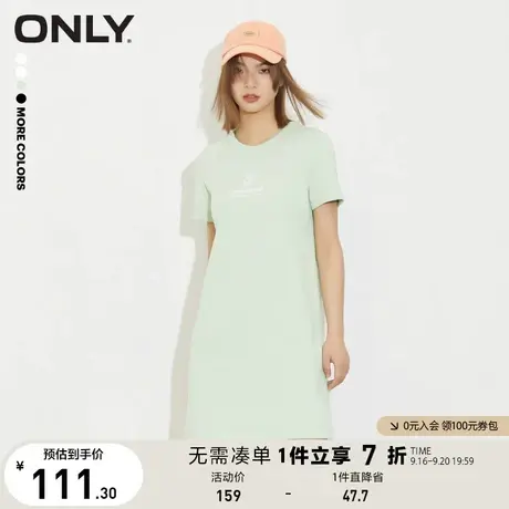 ONLY奥莱夏季简约印花直筒短袖短裙T恤连衣裙女图片