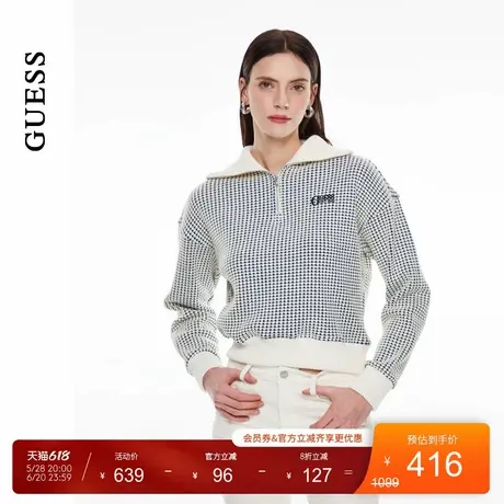 GUESS女士运动风休闲POLO半开领长袖卫衣-YO3K5493商品大图