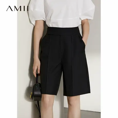 Amii2025夏季新款西装短裤休闲裤五分裤直筒裤女高腰西裤职业中裤商品大图