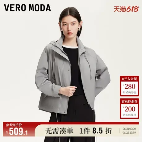 5.28上新Vero Moda夹克外套女2025夏季新款抽绳连帽可调节袖身商品大图