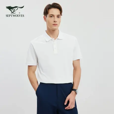 七匹狼男装奥莱桑蚕丝凉感提花短袖POLO衫男夏季休闲翻领T恤图片