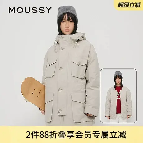 MOUSSY 春季新品工装风中性猎装连帽夹克外套棉服女028HAA30-2141商品大图