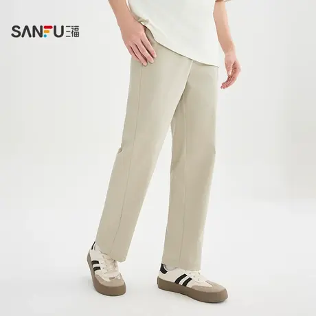 三福2025秋季男士口袋拉链休闲裤 合身直筒面膜裤长裤506261商品大图