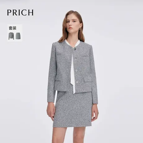 【超能小太阳严选】PRICH气质小香风职场通勤圆领西装2025新款女商品大图