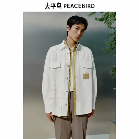 【商场同款】太平鸟男装外穿式工装衬衫春新款印花外套B1CHF1422商品大图