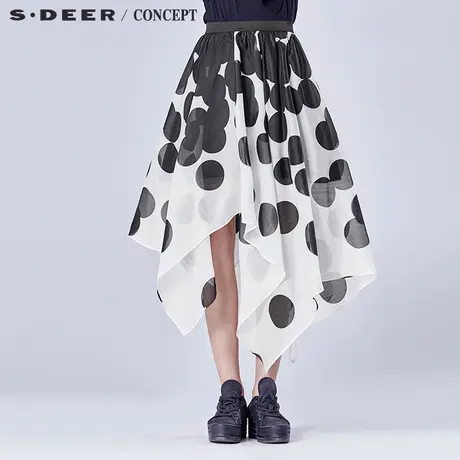 S·DEER＼CONCEPT圣迪奥圆点印花挺括半身长裙S16281192商品大图