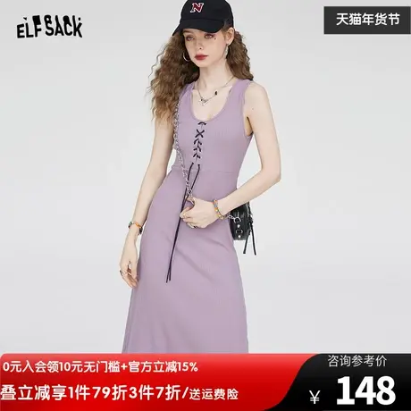 【商场同款】妖精的口袋无袖吊带连衣裙女2023秋新v领设计感裙子商品大图