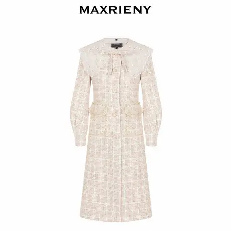 【奥莱】MAXRIENY廓形复古格纹大衣长款风衣女商品大图