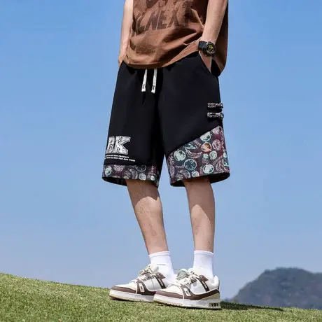 短裤男款夏季薄款迷彩速干直筒大裤衩五分裤休闲中裤子冰丝沙滩裤图片