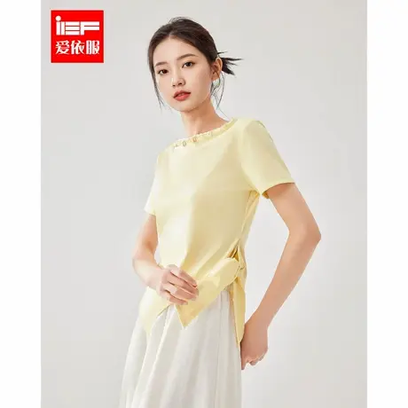 IEF/爱依服T恤2025夏季新款法式度假风时尚小众设计感百搭上衣商品大图