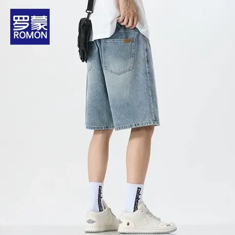 罗蒙冰丝牛仔短裤男夏季薄款宽松直筒男士休闲中裤外穿五分裤子男商品大图