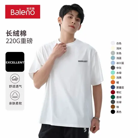 班尼路美式纯棉字母印花短袖男夏季潮牌宽松圆领休闲情侣重磅T恤A图片
