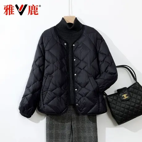 雅鹿2024新款轻薄羽绒服女内胆外穿时尚百搭休闲冬季圆领简约外套图片