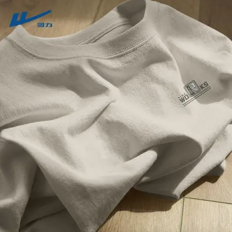 回力灰色纯棉短袖t恤男2025新款夏季潮流宽松上衣宽松半袖体恤衫Y商品大图