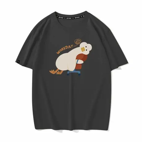 秀洛不想工作躺着鸭子夏季短袖T恤男女打底衫纯棉半袖打工人衣服商品大图