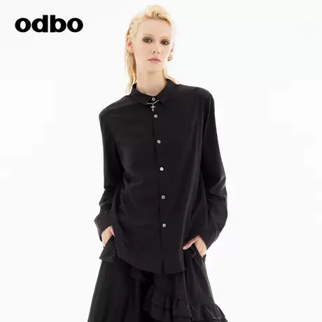 odbo/欧迪比欧时尚休闲高级感女装2024年秋季新款长袖单排扣衬衫图片
