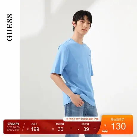 GUESS男女同款韩式简约青春纯棉短袖T恤-MO2K9438K图片