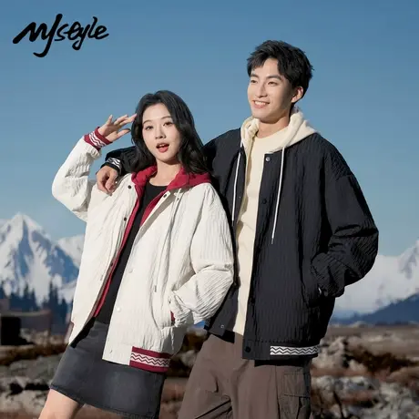 MJ STYLE假两件外套男女同款2025新款春秋季宽松上衣美式工装夹克商品大图