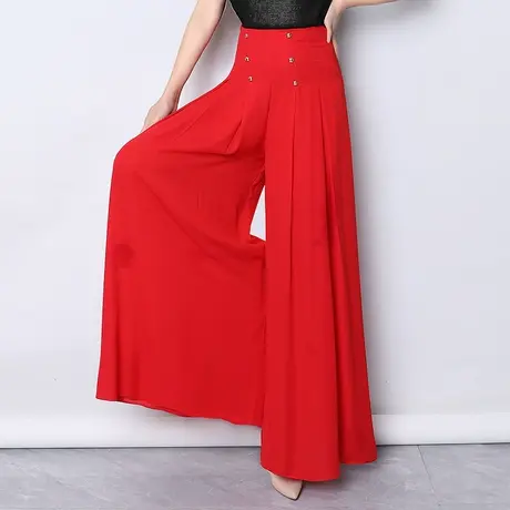 雪纺阔腿裤女裙裤夏季垂感薄裤子高腰宽松大脚休闲裤时尚飘逸长裤图片