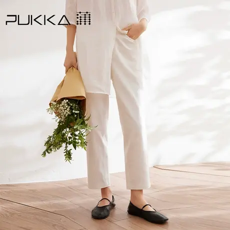 蒲PUKKA 夏季新品弹力棉合体裤显瘦百搭休闲九分裤图片