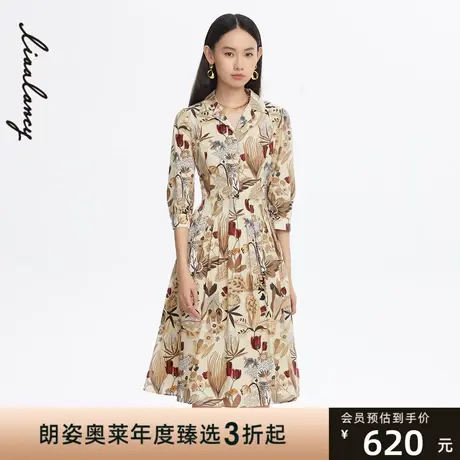 LANCY/悦朗姿早春新款女装设计感中长款衬衫领连衣裙商场同款商品大图