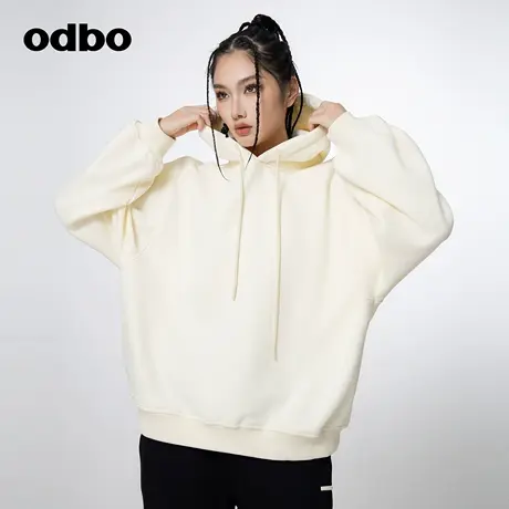 odbo/欧迪比欧原创设计通勤气质纯色连帽卫衣女秋冬保暖外穿上衣图片