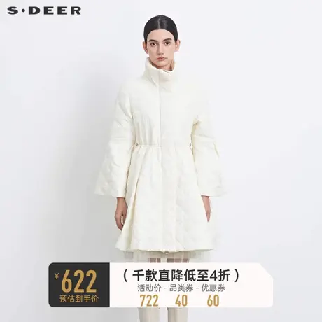 sdeer圣迪奥女装立领喇叭袖收腰肌理网纱棉服S234Z2301🕳商品大图