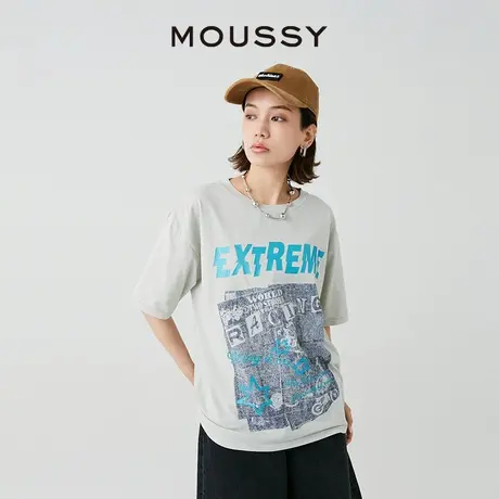 MOUSSY 夏季美式学院风印花宽松T恤028HS490-0040图片