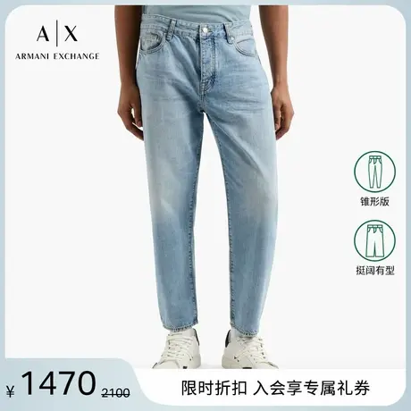 ARMANI EXCHANGE/阿玛尼2025夏季新款男士中腰锥形九分水洗牛仔裤图片