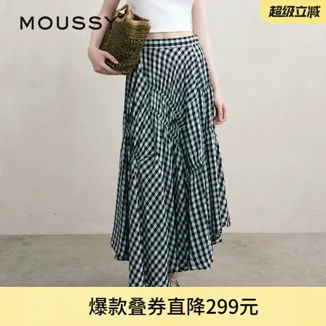 MOUSSY 夏季文艺感不规则格纹半身裙女028ISA30-3021商品大图