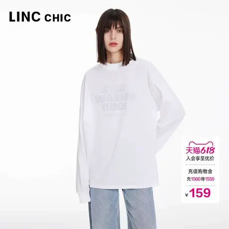 LINCCHIC金羽杰长袖T恤女棉质廓形长袖轻薄防晒罩衫女上衣FK280Y商品大图