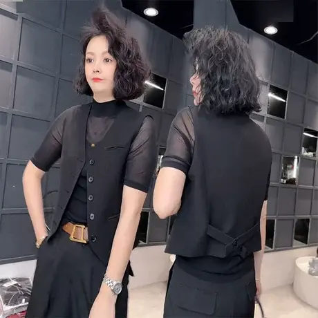 欧货设计感小众马甲女2025秋季新款时尚百搭显瘦显高短款马夹外套商品大图