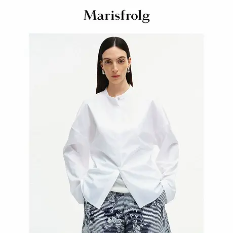 【进口面料】Marisfrolg玛丝菲尔2025秋新款白色宽松多穿收腰衬衫图片