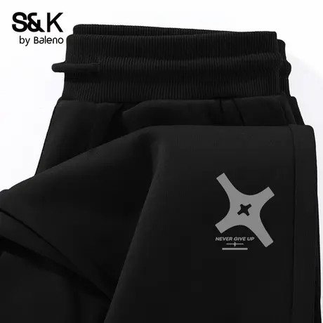 班尼路S&K束脚卫裤男春秋季重磅棉感运动裤子男款松紧腰休闲长裤商品大图