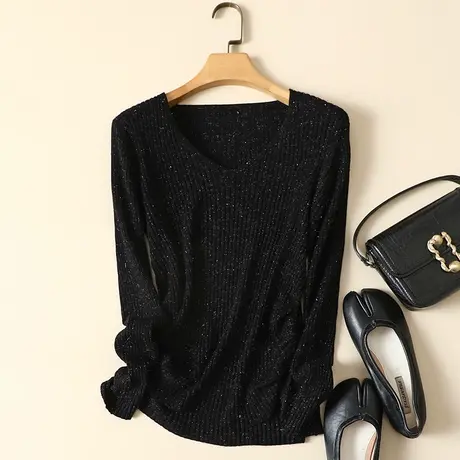 春装2024年新款V领套头针织衫韩版爆款百搭气质毛衣打底衫女长袖图片